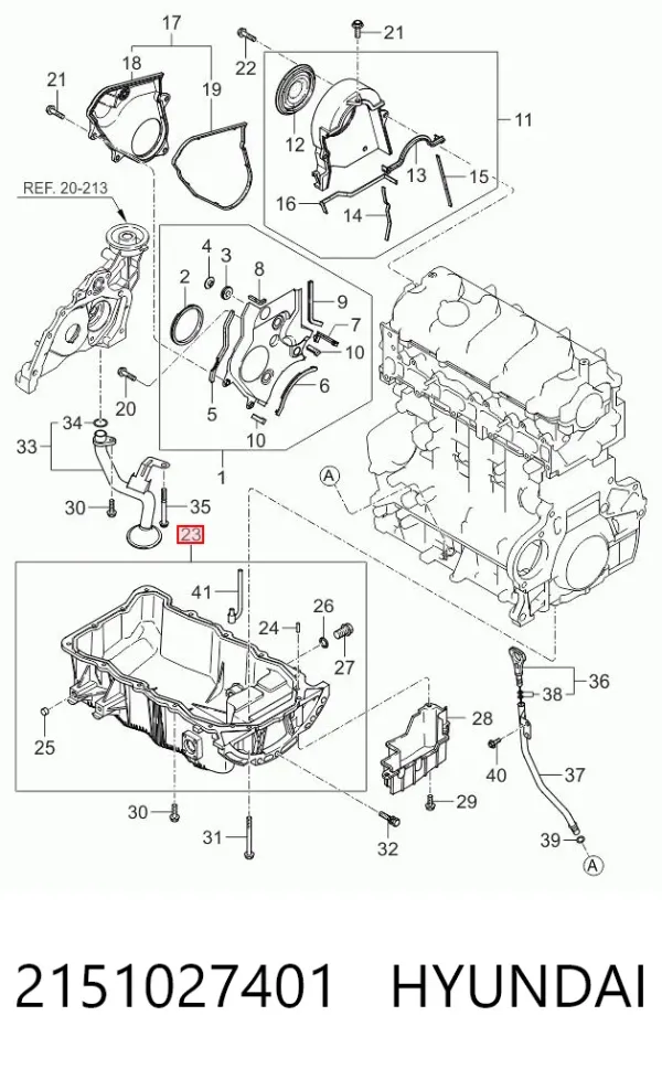Cárter de aceite del motor 2151027401 Hyundai/Kia
