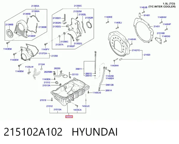 Cárter de aceite del motor 215102A102 Hyundai/Kia