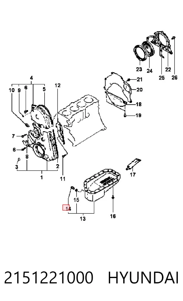 Tapón del cárter de aceite 2151221000 Hyundai/Kia