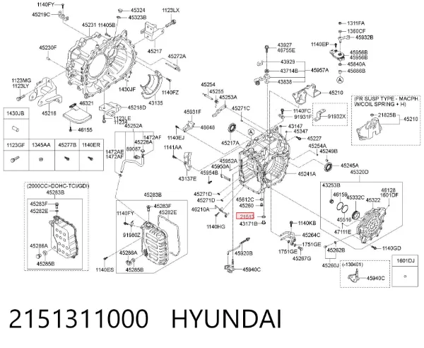 Junta del tapón del cárter de la transmisión automática Hyundai Accent IV