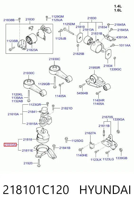 Soporte de motor derecho 218101C120 Hyundai/Kia