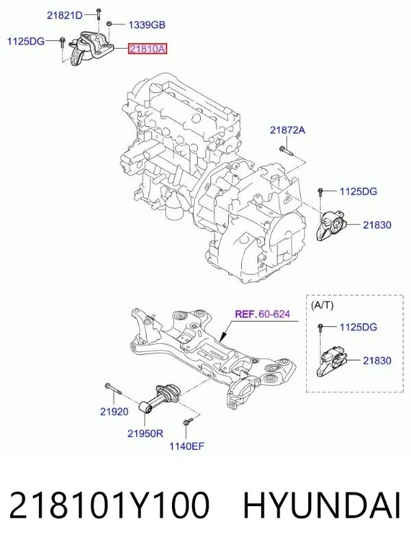Soporte de motor derecho 218101Y100 Hyundai/Kia