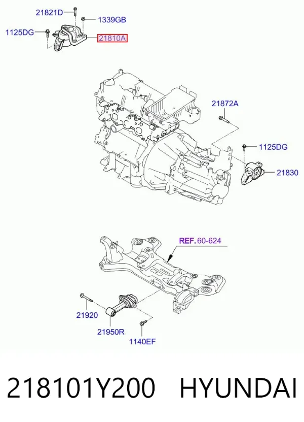 Soporte de motor derecho 218101Y200 Hyundai/Kia