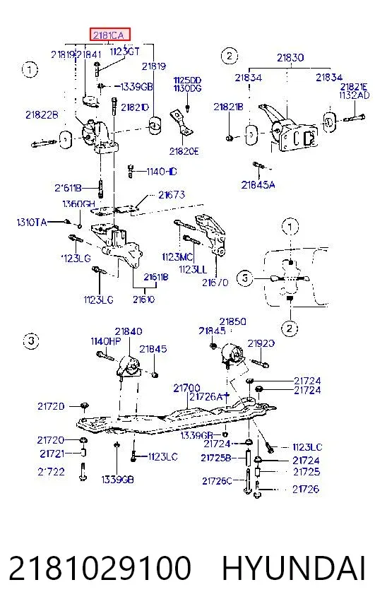 Soporte de motor derecho 2181029100 Hyundai/Kia