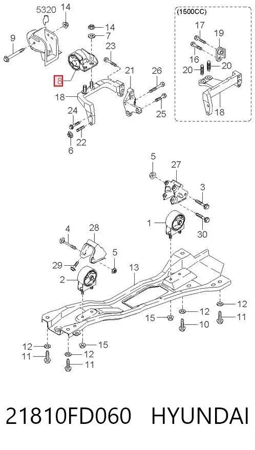 Soporte de motor derecho 21810FD060 Hyundai/Kia
