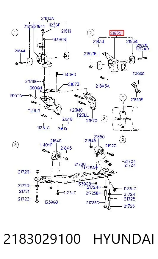 Soporte izquierdo del motor 2183029100 Hyundai/Kia