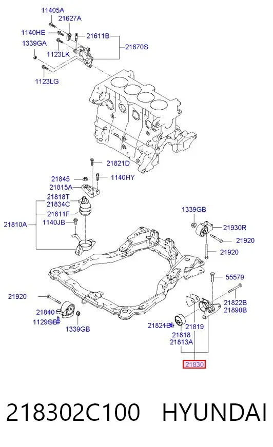 Soporte izquierdo del motor 218302C100 Hyundai/Kia