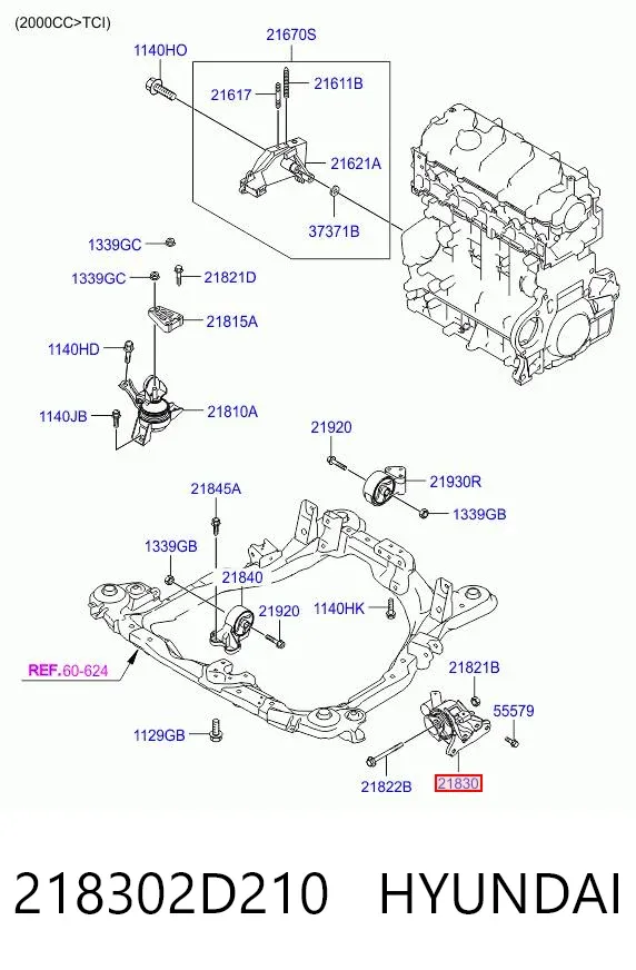Soporte izquierdo del motor 218302D210 Hyundai/Kia
