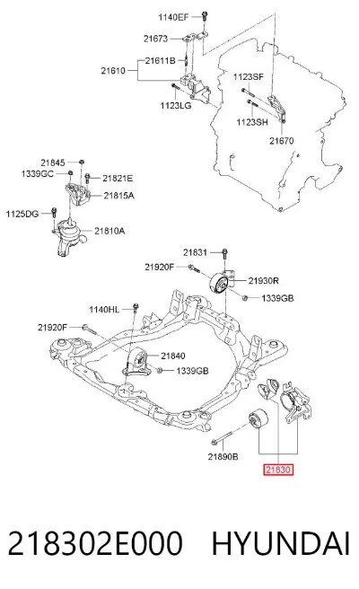 Soporte izquierdo del motor HYUNDAI 218302E000