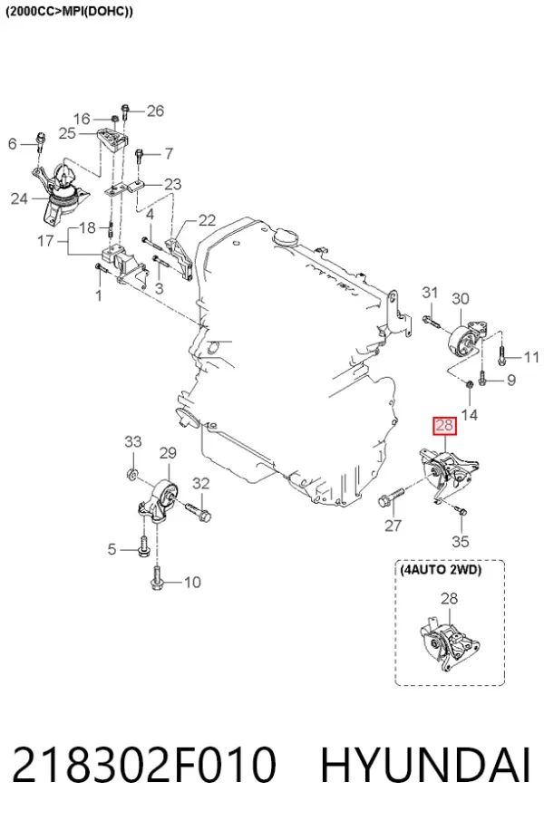 Soporte izquierdo del motor 218302F010 Hyundai/Kia