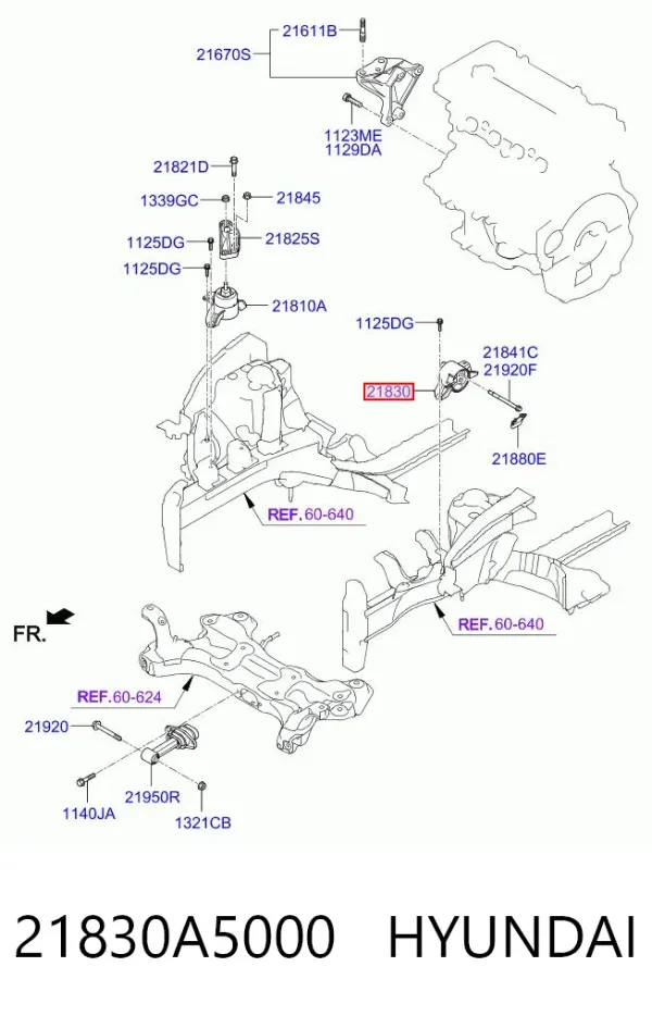 Soporte izquierdo del motor 21830A5000 Hyundai/Kia