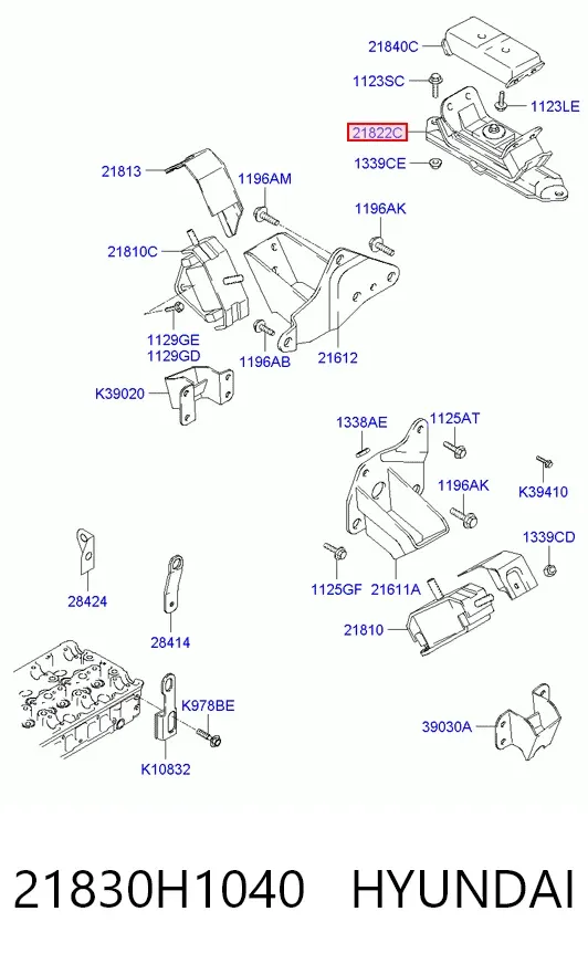 Soporte de motor trasero 21830H1040 Hyundai/Kia