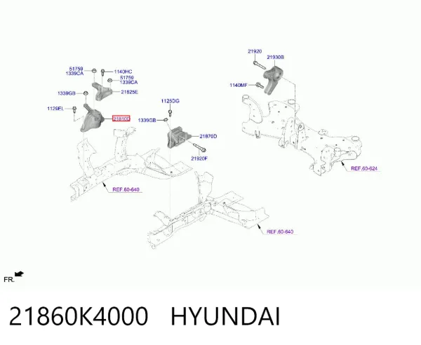 Soporte de motor derecho 21860K4000 Hyundai/Kia