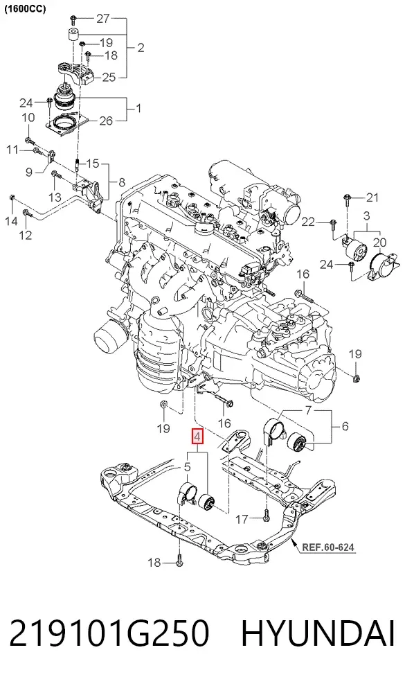 Soporte delantero izquierdo del motor 219101G250 Hyundai/Kia