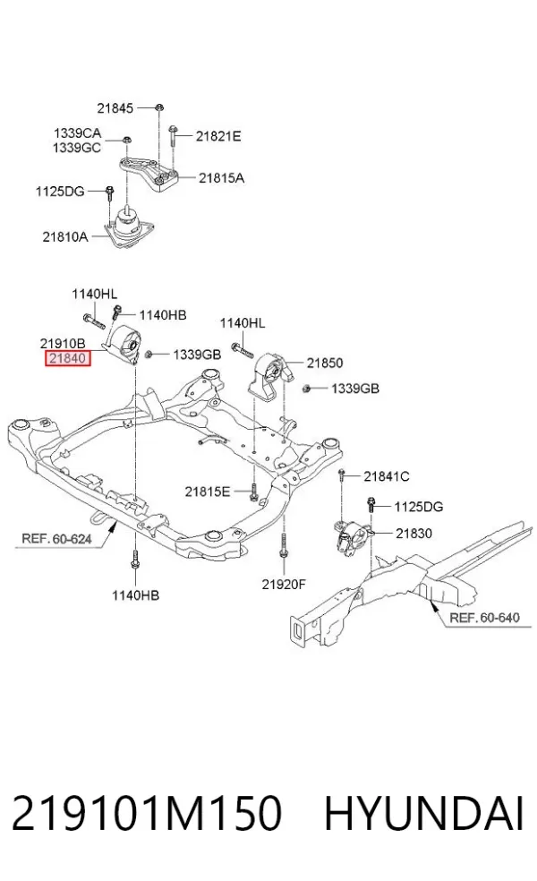 Soporte de motor delantero 219101M150 Hyundai/Kia