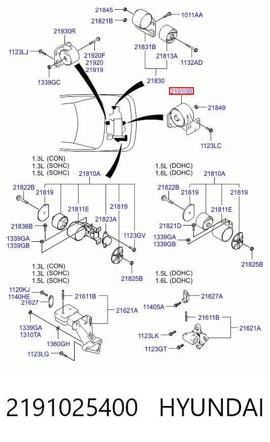 Soporte de motor delantero 2191025400 Hyundai/Kia