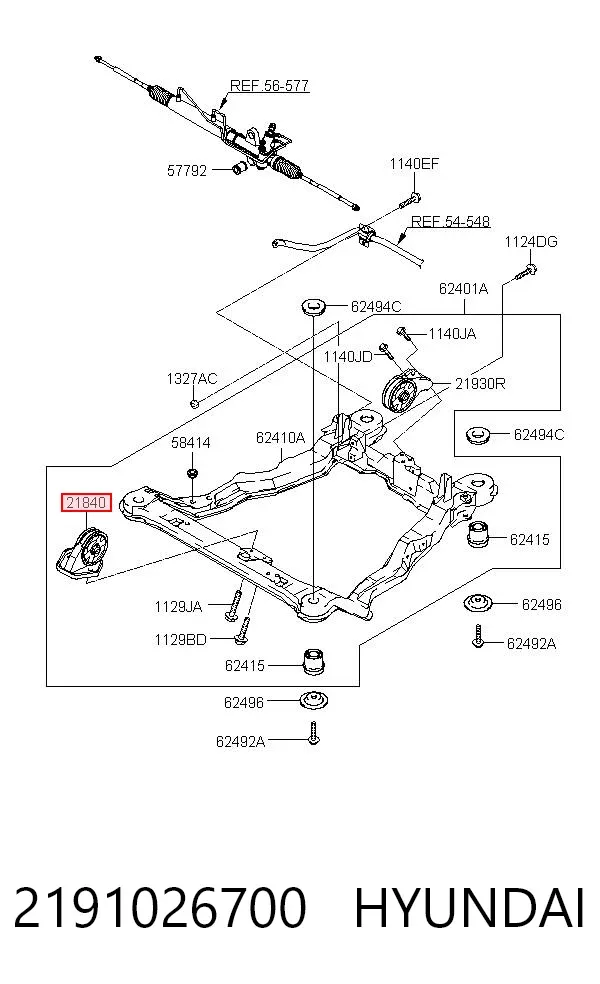 Soporte de motor delantero 2191026700 Hyundai/Kia