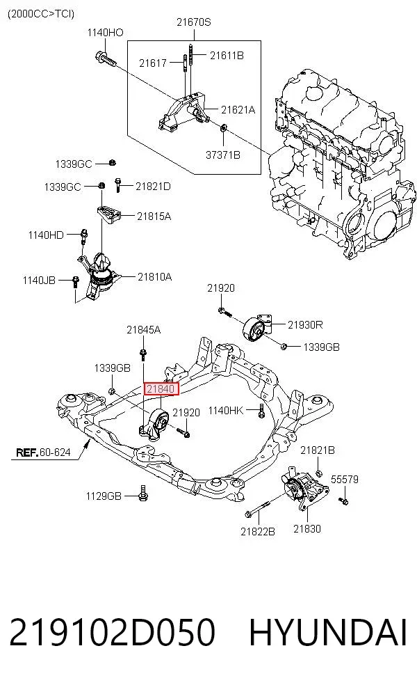 Soporte de motor delantero 219102D050 Hyundai/Kia