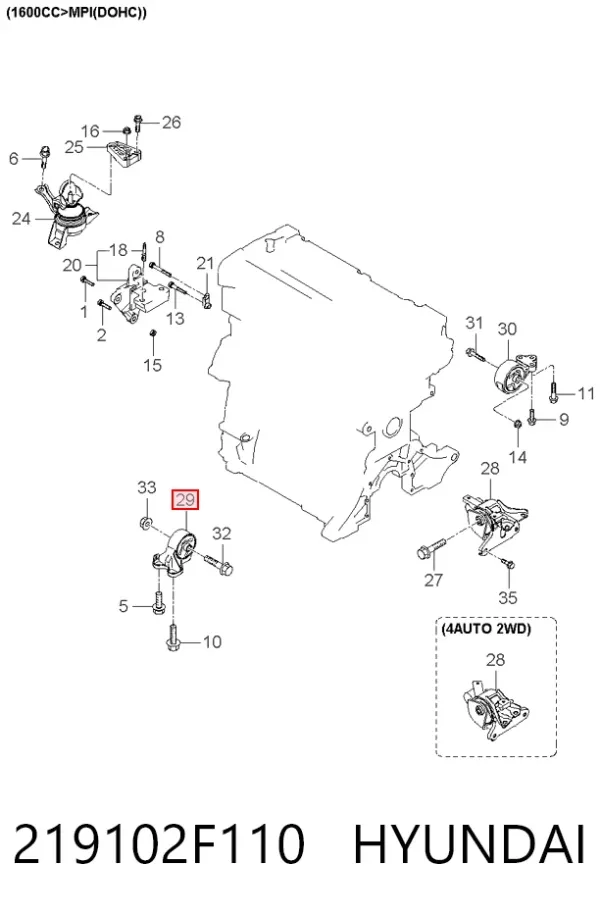 Soporte de motor delantero 219102F110 Hyundai/Kia
