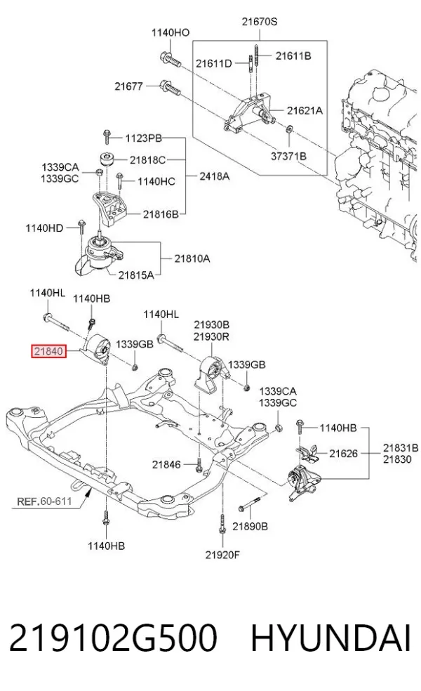 Soporte de motor delantero 219102G500 Hyundai/Kia