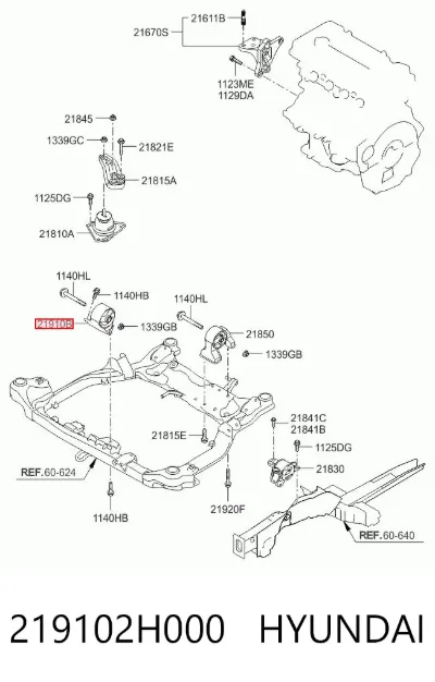 Soporte delantero del motor HYUNDAI 219102H000