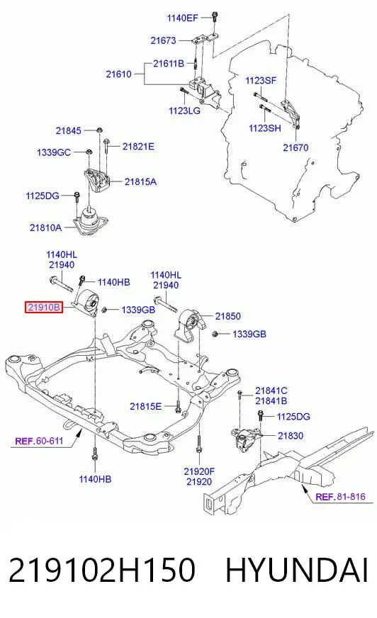 Soporte de motor delantero 219102H150 Hyundai/Kia