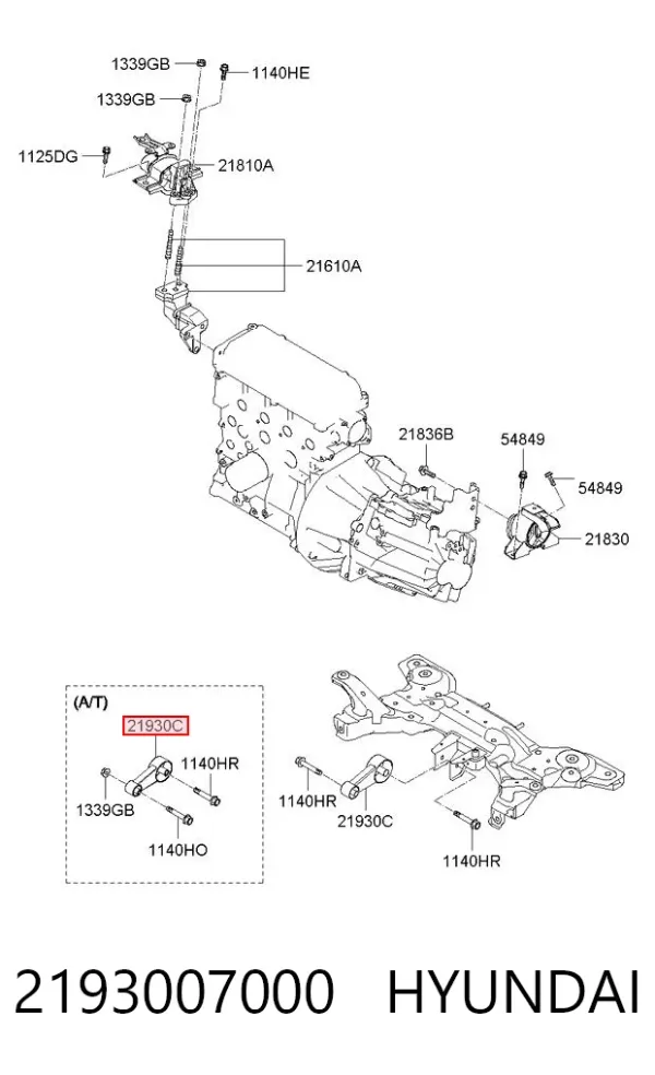 Soporte de motor trasero 2193007000 Hyundai/Kia