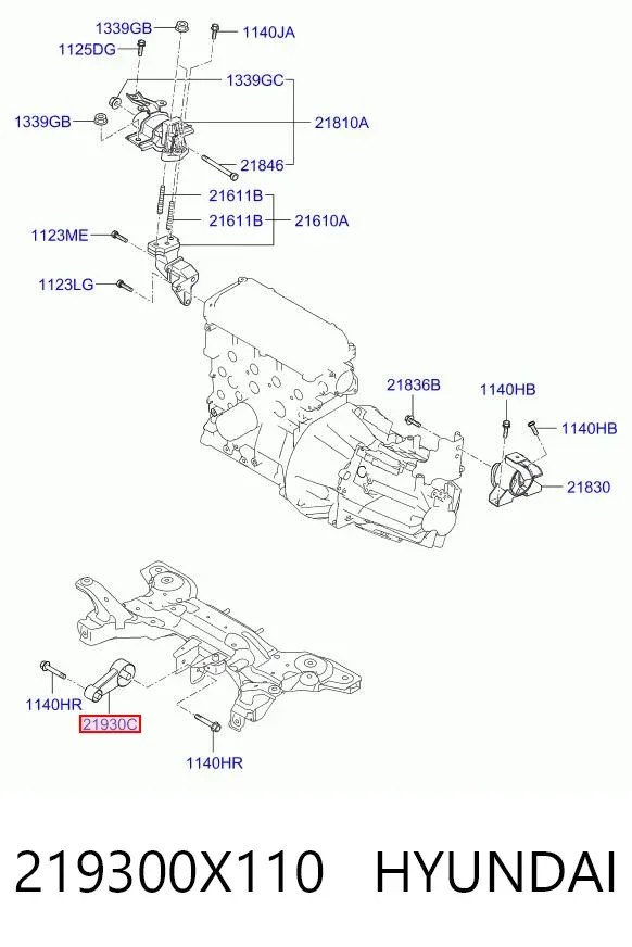 Soporte de motor delantero 219300X110 Hyundai/Kia
