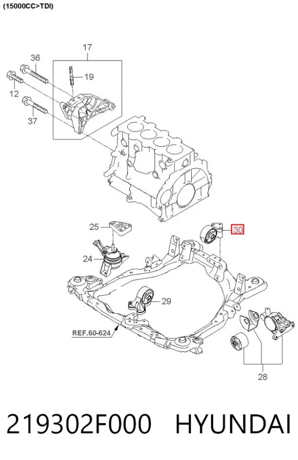Soporte de motor trasero 219302F000 Hyundai/Kia