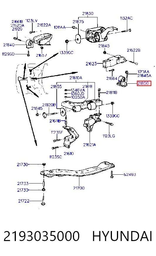 Soporte de motor trasero Hyundai Sonata III