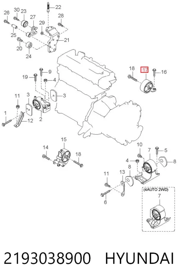 Soporte de motor trasero 2193038900 Hyundai/Kia