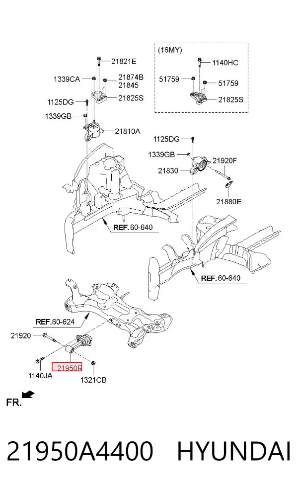 Soporte de motor delantero 21950A4400 Hyundai/Kia