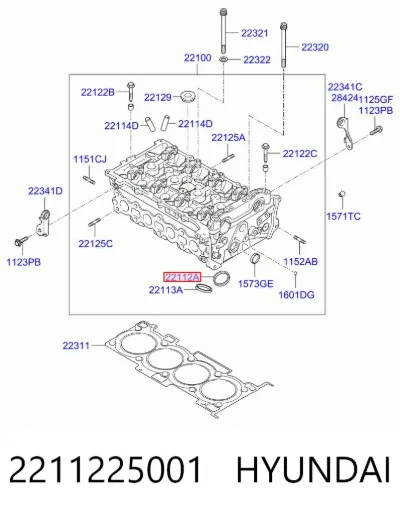 Asiento de válvula de admisión HYUNDAI 2211225001