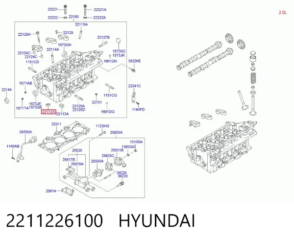 Asiento de válvula de admisión 2211226100 Hyundai/Kia
