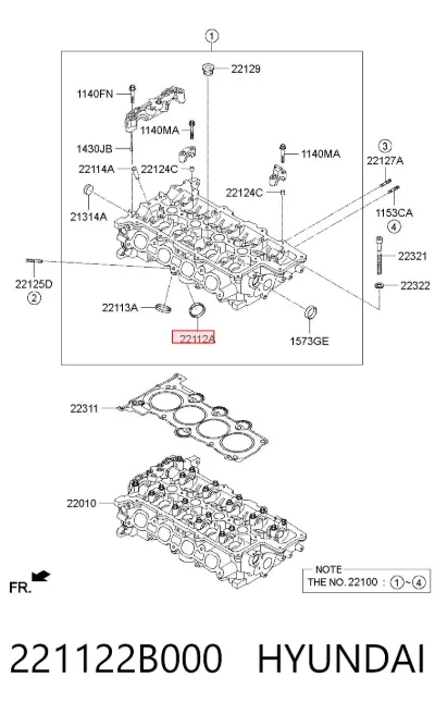 Asiento de válvula de admisión HYUNDAI 221122B000