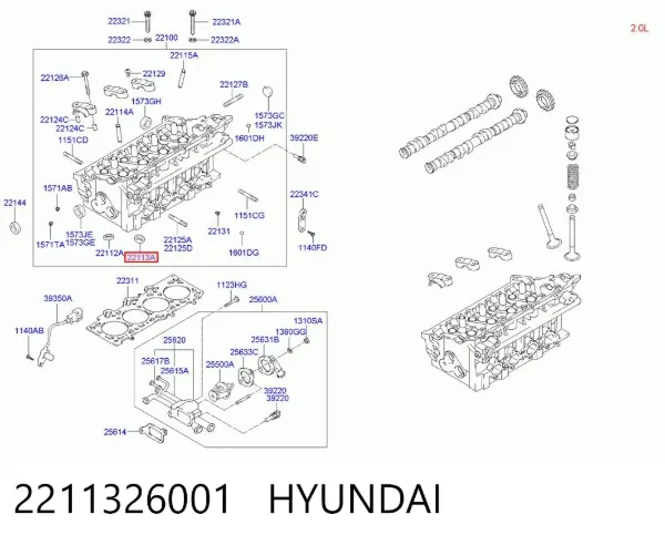 Asiento de válvula de escape 2211326001 Hyundai/Kia