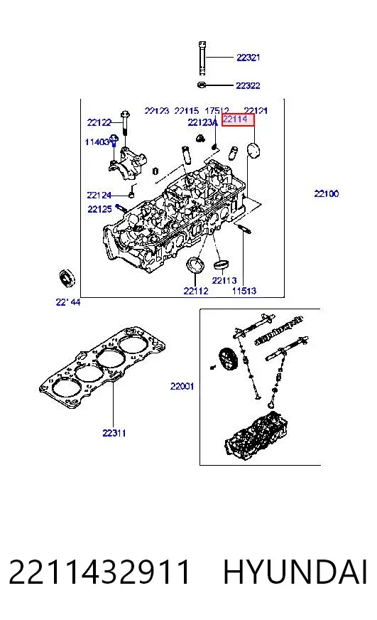 Guía de válvula de admisión 2211432911 Hyundai/Kia