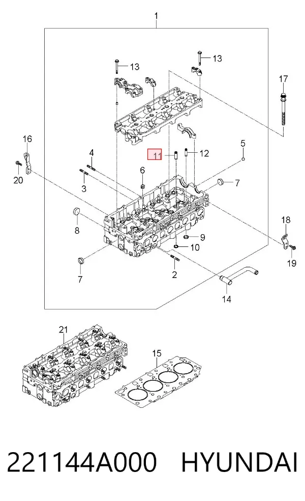 Guía de válvula de admisión 221144A000 Hyundai/Kia