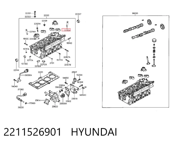Guía de válvula de escape 2211526901 Hyundai/Kia