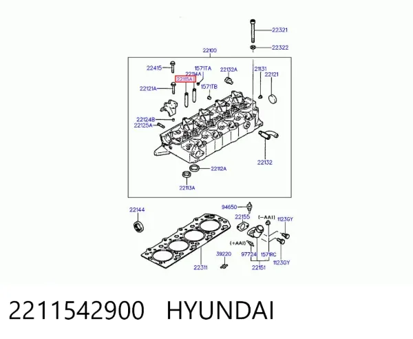 Guía de válvula de escape 2211542900 Hyundai/Kia