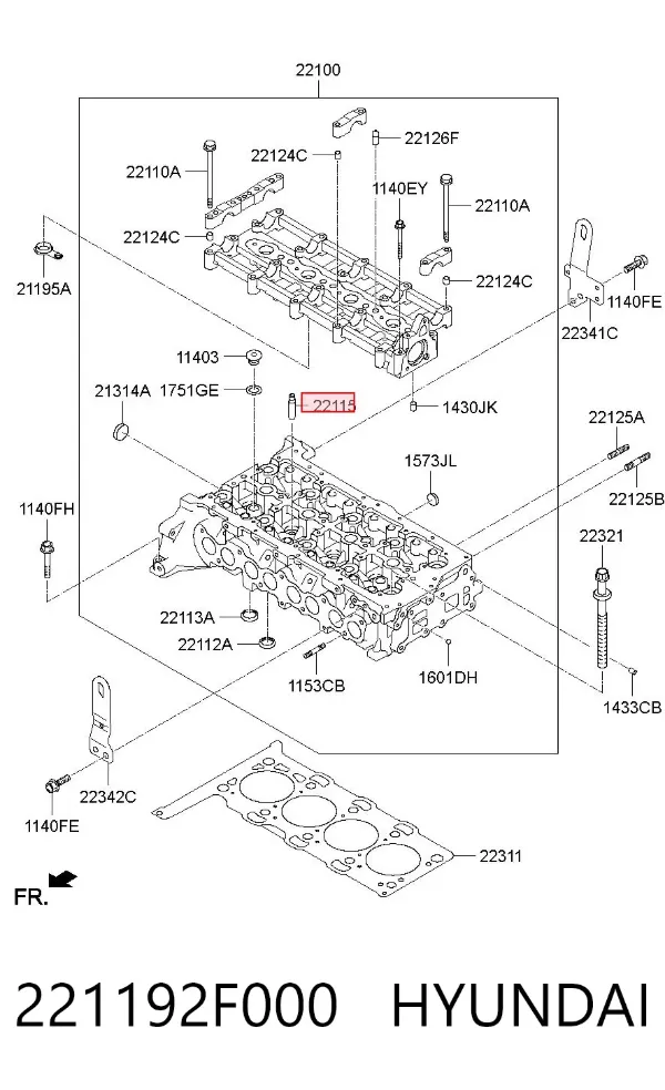 Guía de válvula de escape 221192F000 Hyundai/Kia