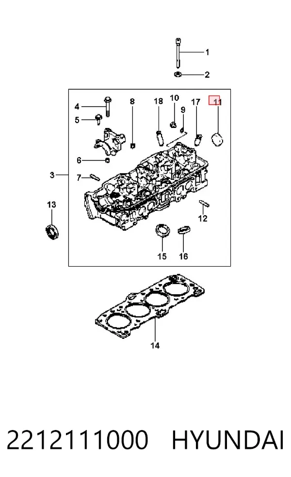 Tapa culata 2212111000 Hyundai/Kia