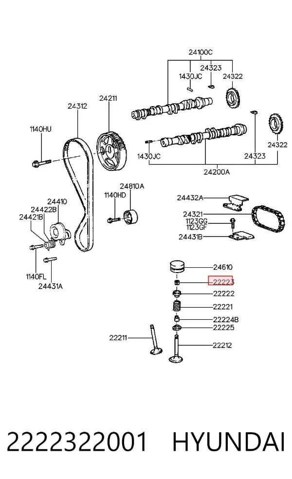 Chaveta De Sujecion De Valvula 2222322001 Hyundai/Kia