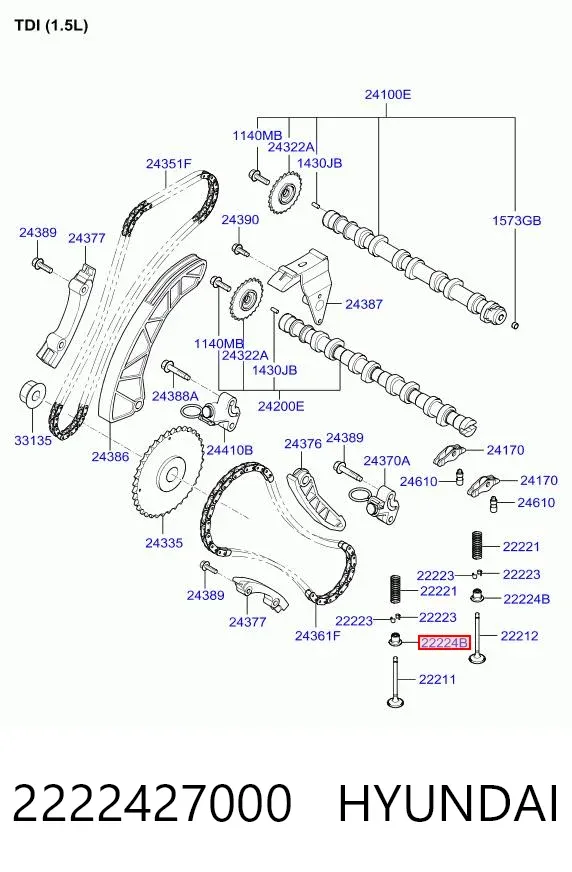 Retenes de válvulas 2222427000 Hyundai/Kia