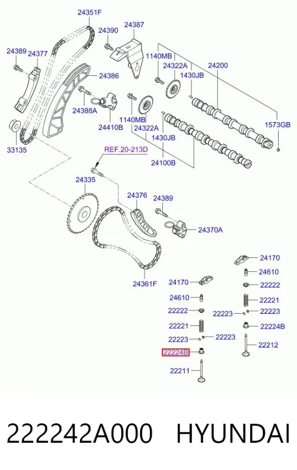 Retenes de válvulas 222242A000 Hyundai/Kia