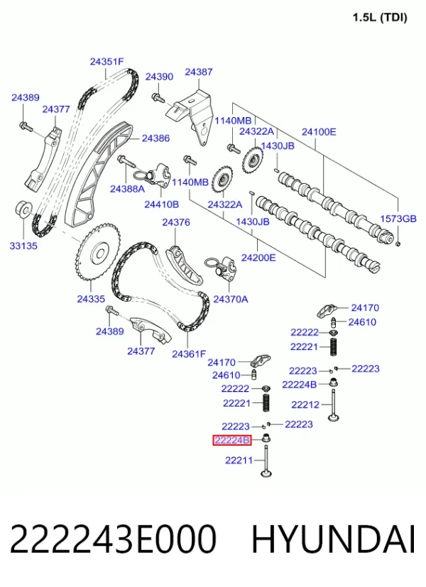 Retenes de válvulas 222243E000 Hyundai/Kia