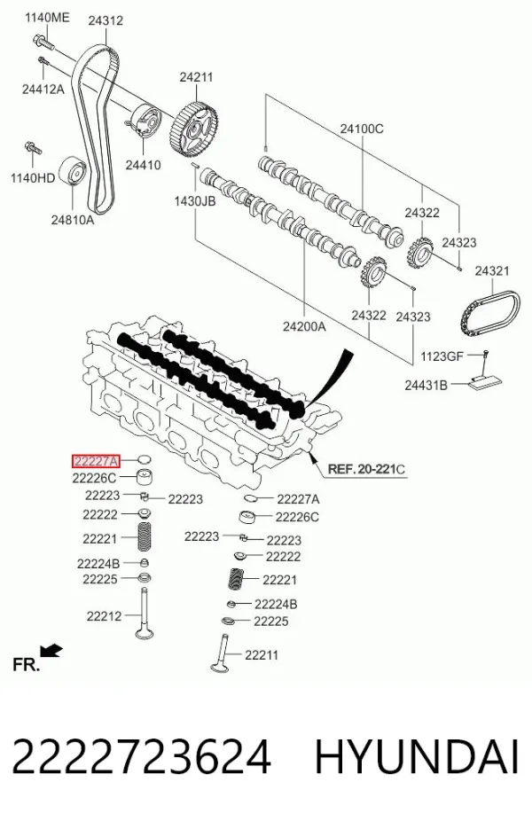 Arandela de ajuste 2222723624 Hyundai/Kia
