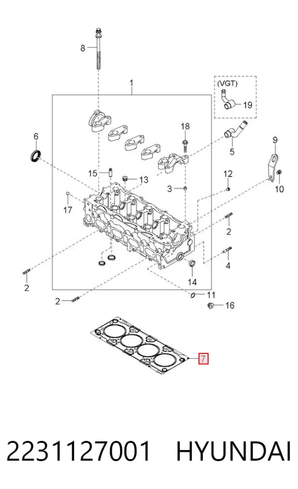 Junta de culata 2231127001 Hyundai/Kia