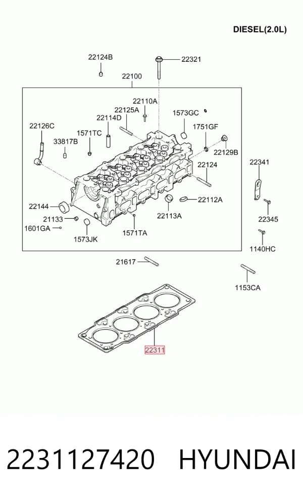 Junta de culata 2231127420 Hyundai/Kia