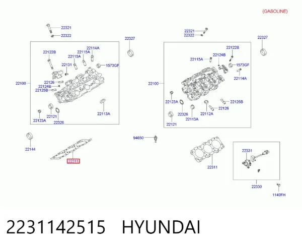 Junta de culata 2231142515 Hyundai/Kia